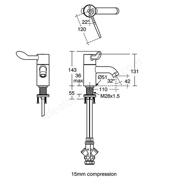 Armitage Shanke Contour 21+ Thermostatic 1 Taphole Basin Mixer With Single Sequential Lever