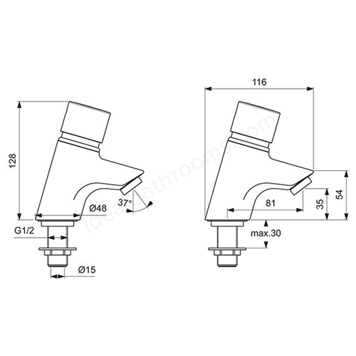Armitage Shanks Avon 21 Inclined Non-Concussive Basin Pillar Taps (pair)