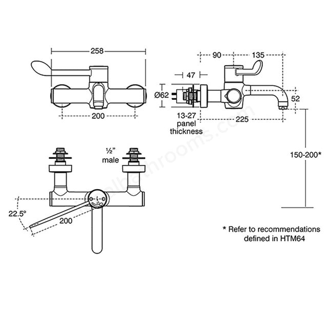 Armitage Shanks Markwik 21+ Panel Mounted Thermostatic Basin Mixer