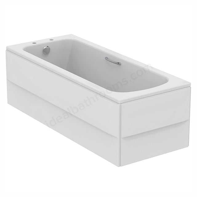 Armitage Shanks Sandringham 21 1700x700mm Rectangular Bath With 2 Tapholes, Chrome Plated Grips and Tread Pattern