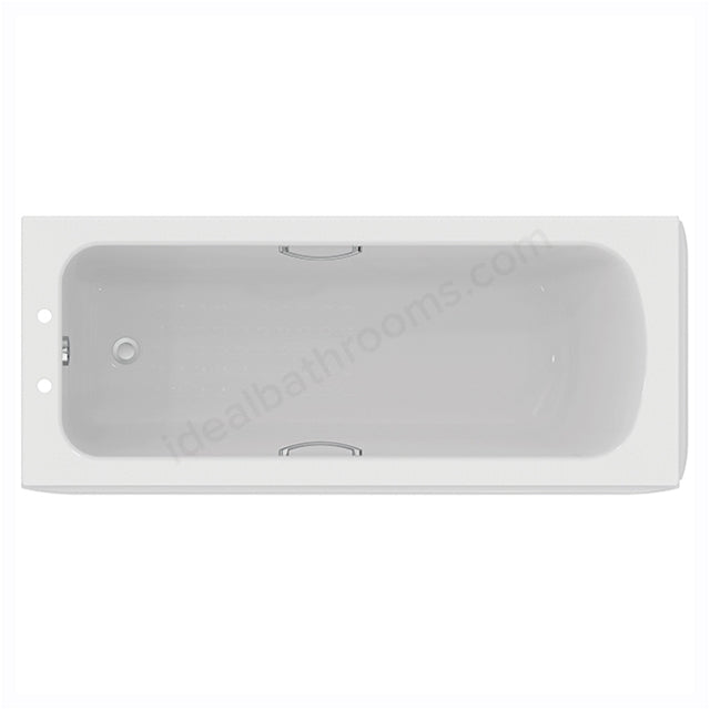 Armitage Shanks Sandringham 21 1700x700mm Rectangular Bath With 2 Tapholes, Chrome Plated Grips and Tread Pattern