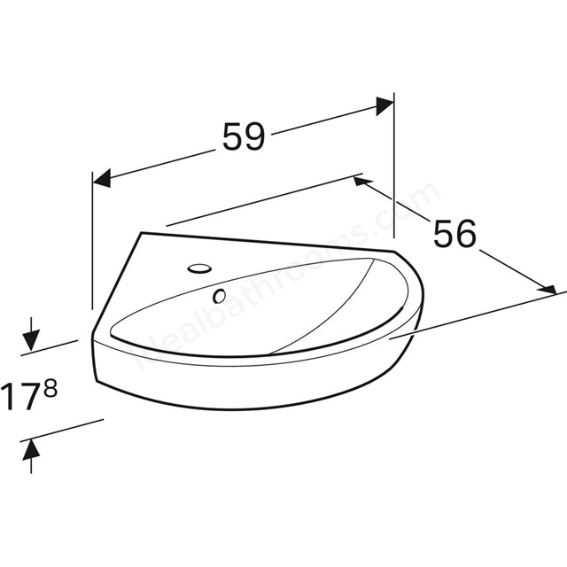 Geberit Selnova 59cm Wahbasin 1 Tap Hole