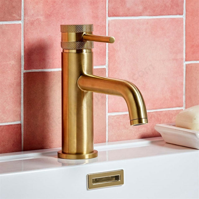 Scudo Core Collection Deck Mounted 1 Handle Basin Mixer - Brushed Brass