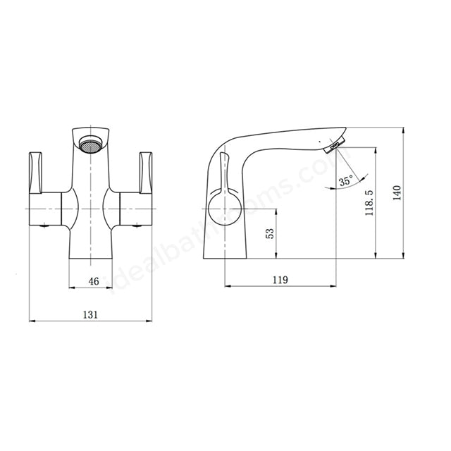 Tavistock Revive; Deck Mounted; 1 Tap Hole Basin Mixer
