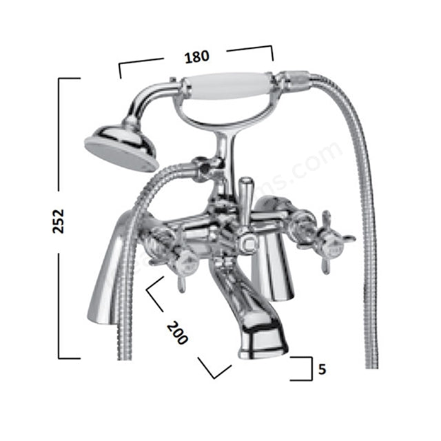Tavistock Varsity 2 Tap Hole Deck Mounted Bath Shower Mixer