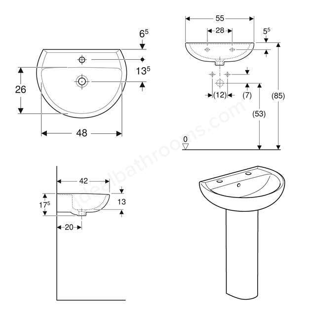 Twyford Alcona 2-in-1 Basin & Pedestal Pack