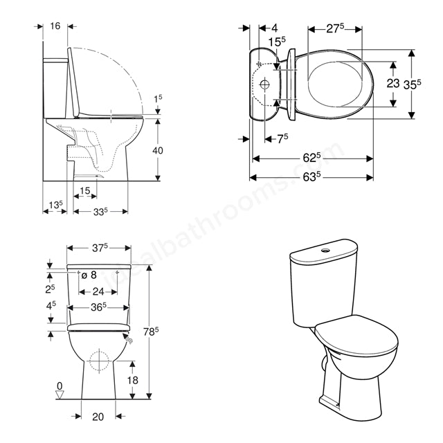 Twyford Alcona 3-in-1 Pan, Cistern & Seat Pack