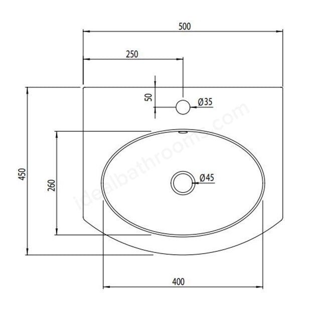 Tavistock Tempo 500mm Countertop Basin; 1 Tap Hole